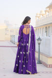 Pure Chinon Embroidered Gown with Heavy Sequin Work and Lace Border Dupatta - ETHNICDEAL