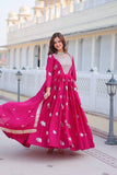 Pure Chinon Embroidered Gown with Heavy Sequin Work and Lace Border Dupatta - ETHNICDEAL