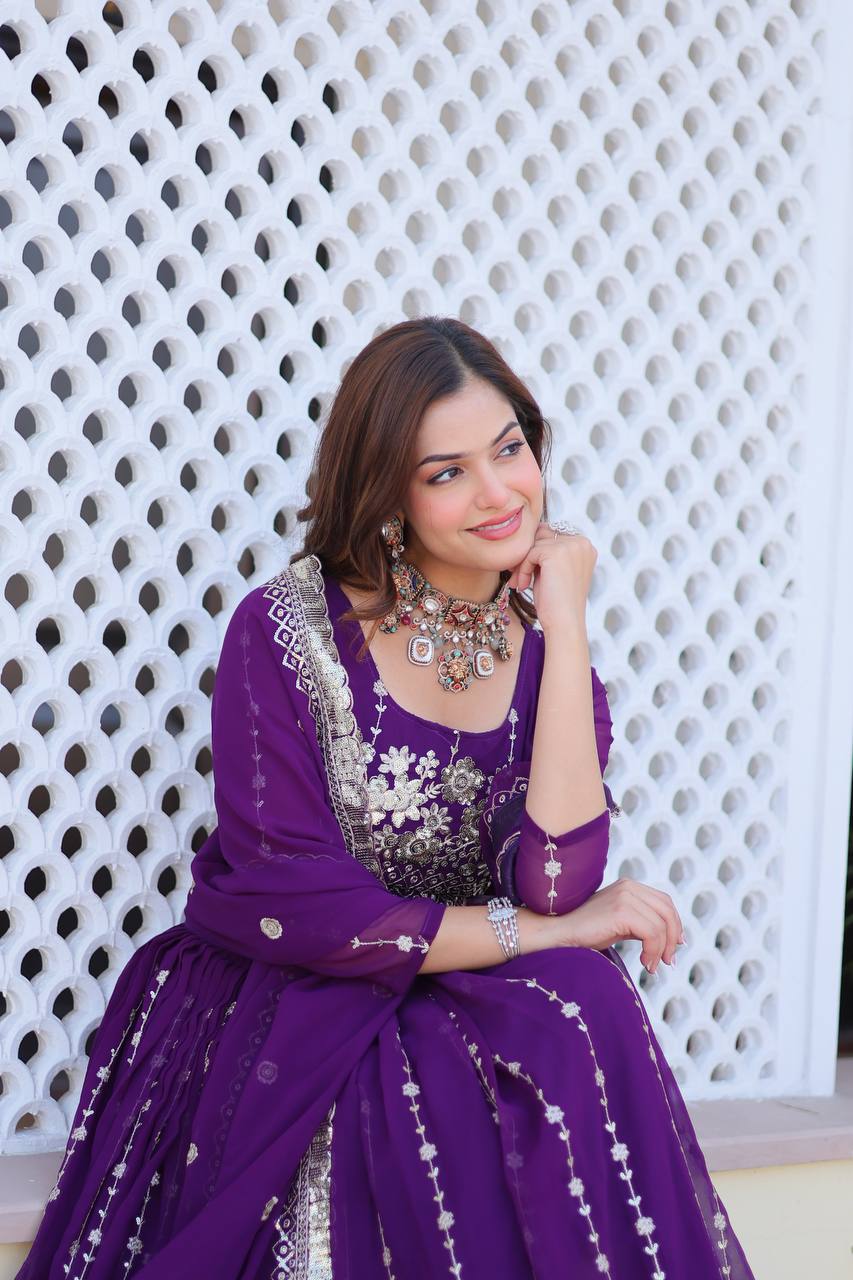 Fabulous Embroidery Sequence Worked Faux Georgette Lehenga Choli - ETHNICDEAL