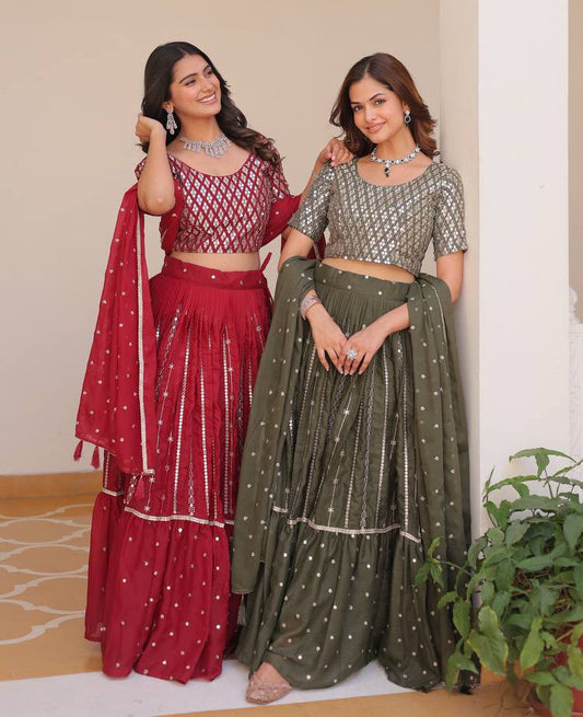 Stunning Star Georgette Lehenga Choli Set with 7mm Sequence Embroidery - ETHNICDEAL