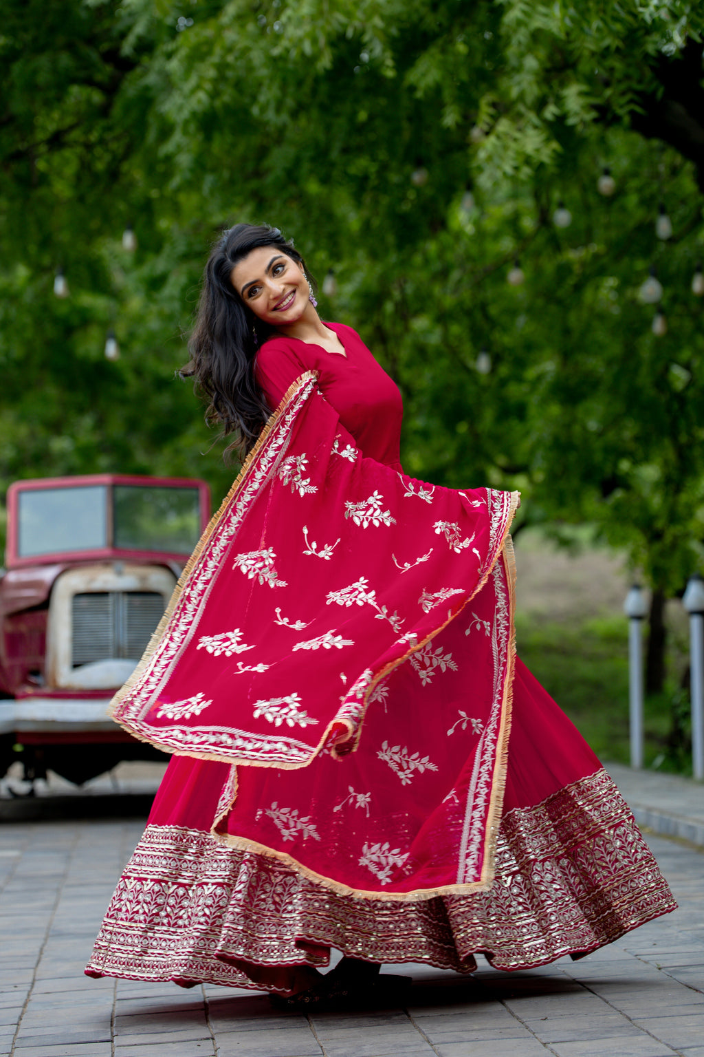 Breathtaking Pink Faux Georgette Sequins Embroidered Anarkali Suit - ETHNICDEAL