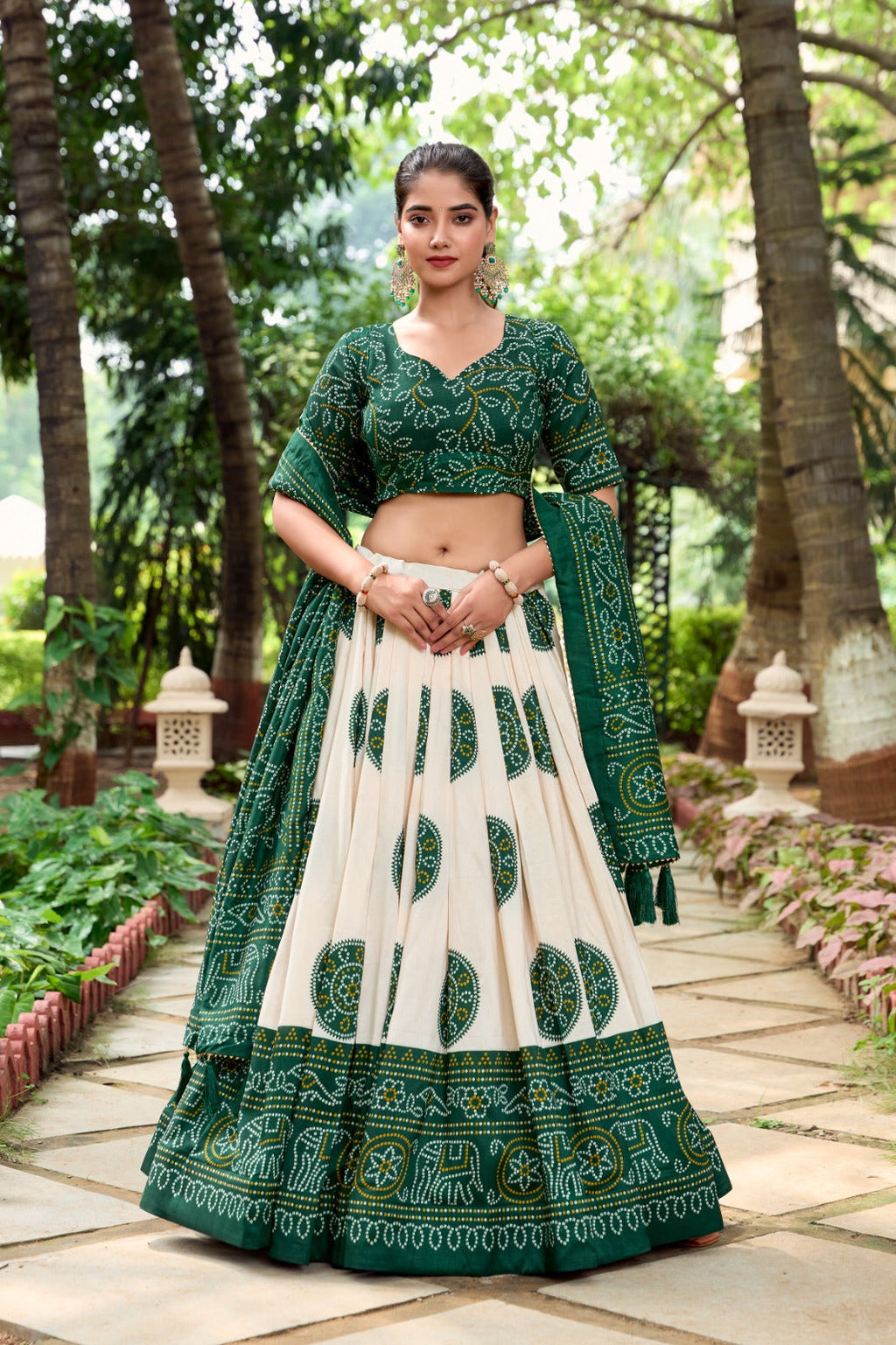 Adorable Tussar Silk Bandhej Printed Lehenga Choli Set - Ethnicwish
