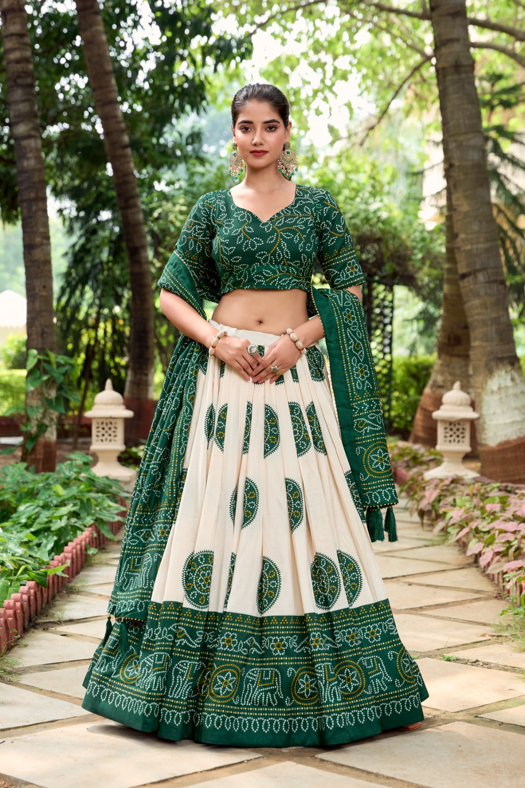 Adorable Tussar Silk Bandhej Printed Lehenga Choli Set - Ethnicwish