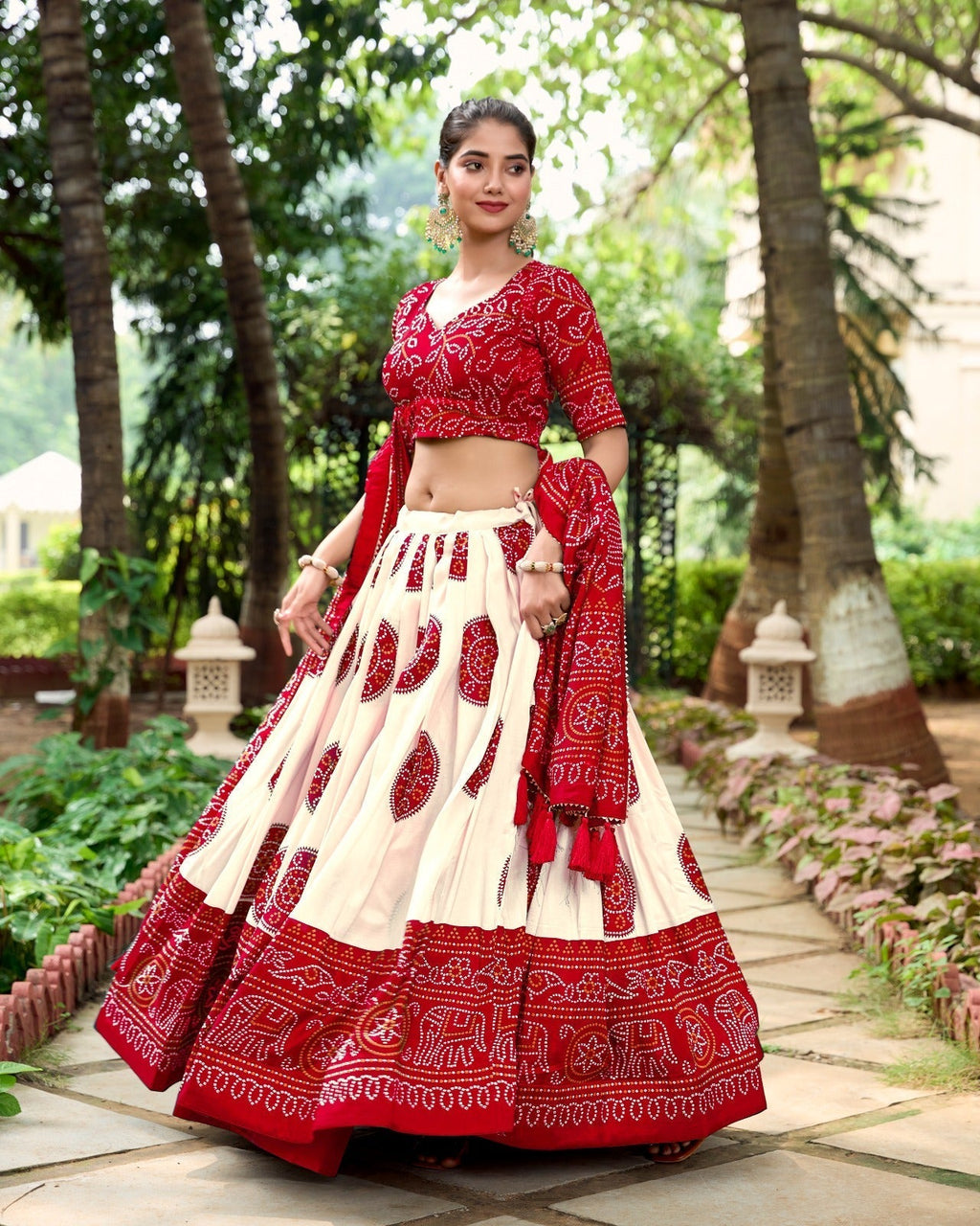 Adorable Tussar Silk Bandhej Printed Lehenga Choli Set - Ethnicwish