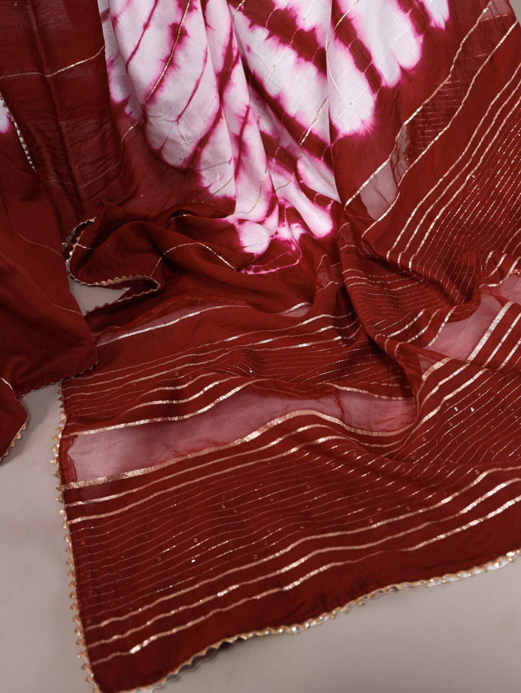 Elegant Viscose Chanderi Zari Gota Patti Border Worked Saree - Ethnicwish