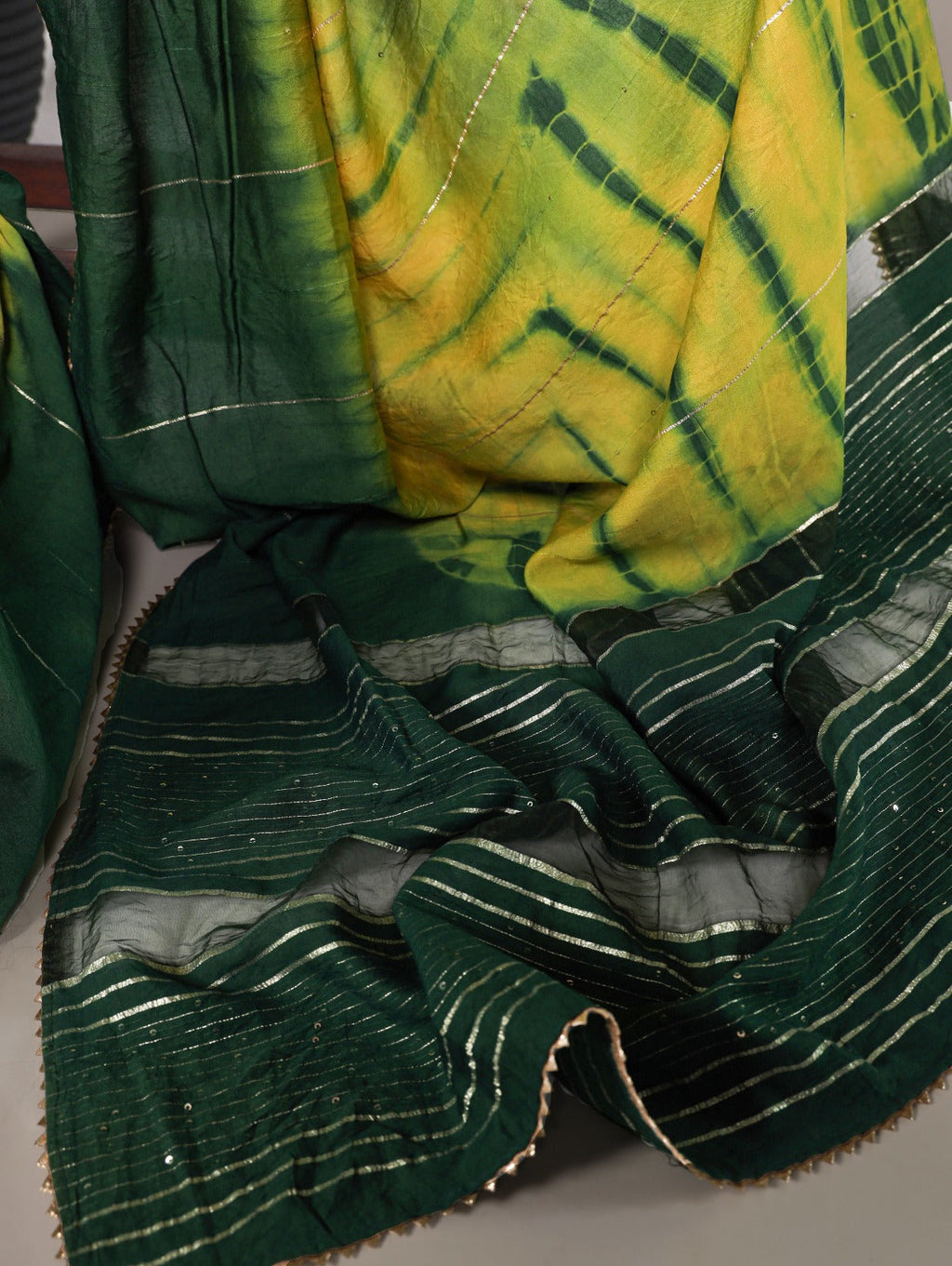 Elegant Viscose Chanderi Zari Gota Patti Border Worked Saree - Ethnicwish