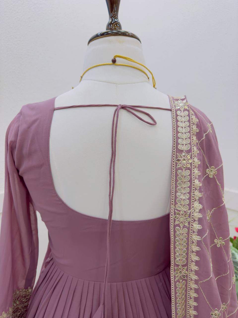 Breathtaking Faux Georgette Sequins Cording Worked Designer Gown - Ethnicwish