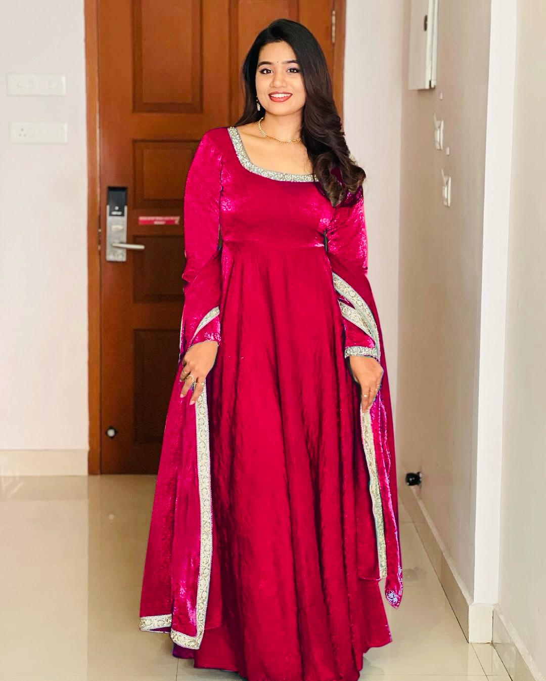 Gorgeous Fendi Silk Sequins Embroidered Fully Stitched Anarkali With Dupatta - ETHNICDEAL