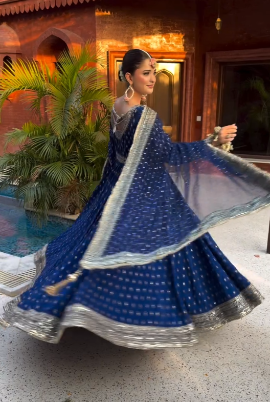 Festival Wear Pure Chinon Silk Sequins Embroidered Anarkali Pant Suit - ETHNICDEAL