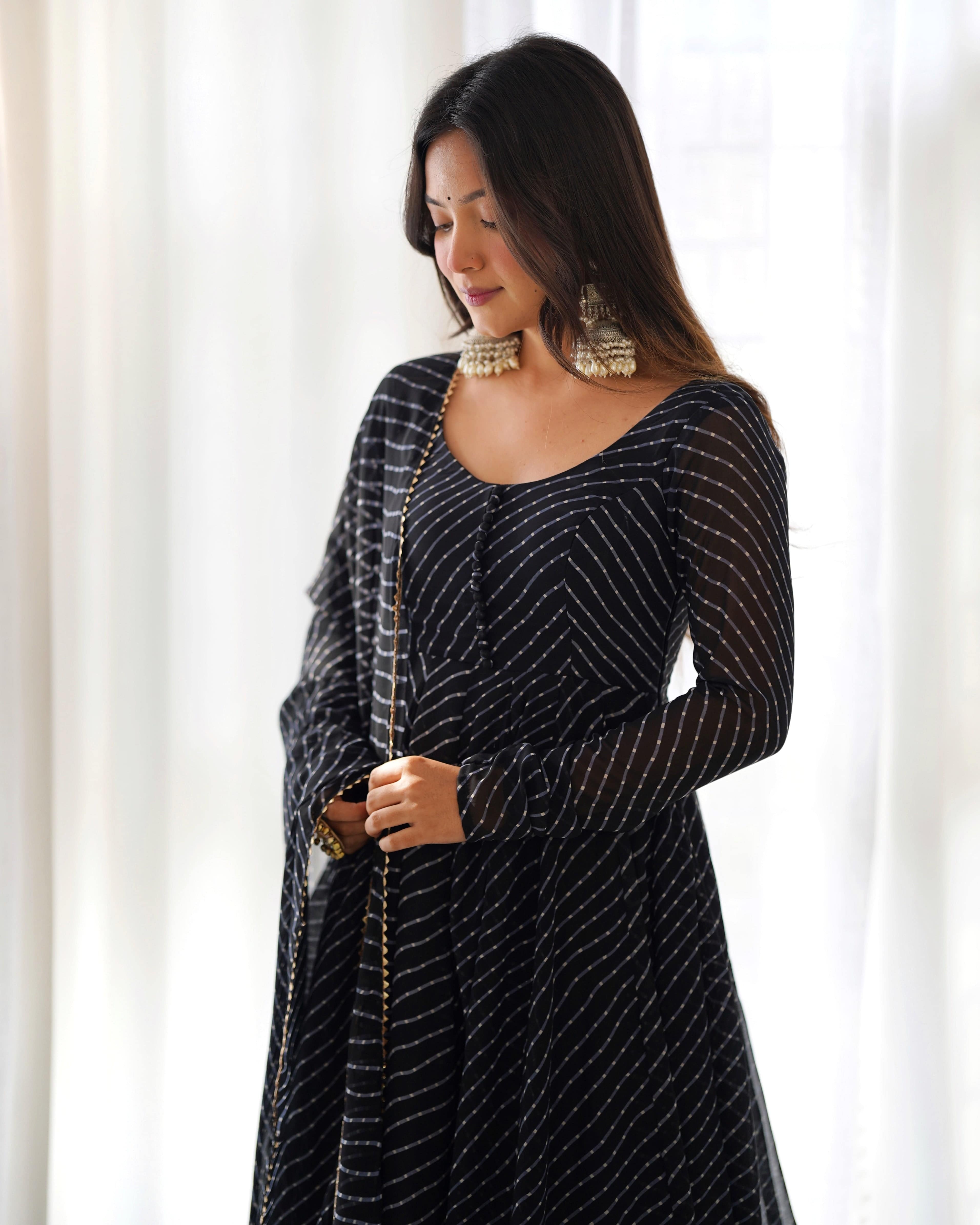 Splendid Faux Georgette Printed Fully Stitched Anarkali Pant Suit - Ethnicwish