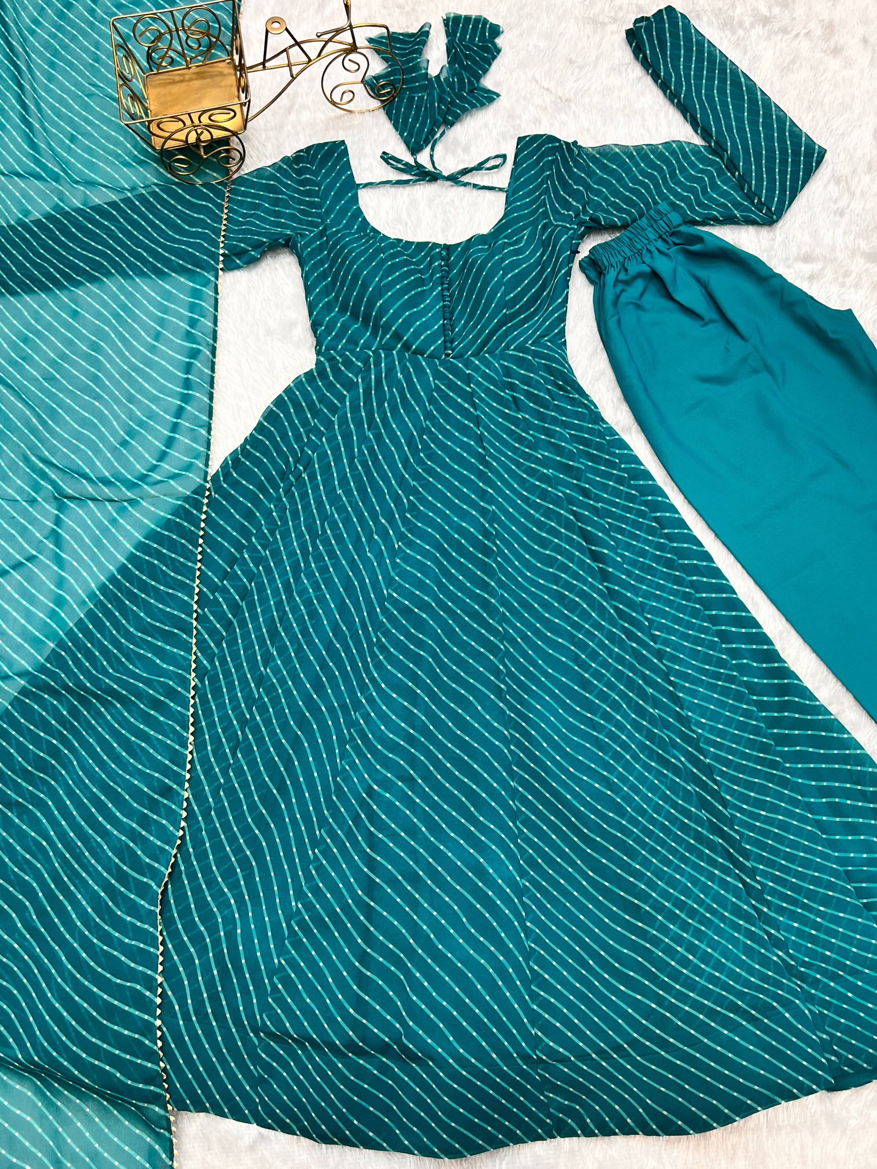 Splendid Faux Georgette Printed Fully Stitched Anarkali Pant Suit - Ethnicwish