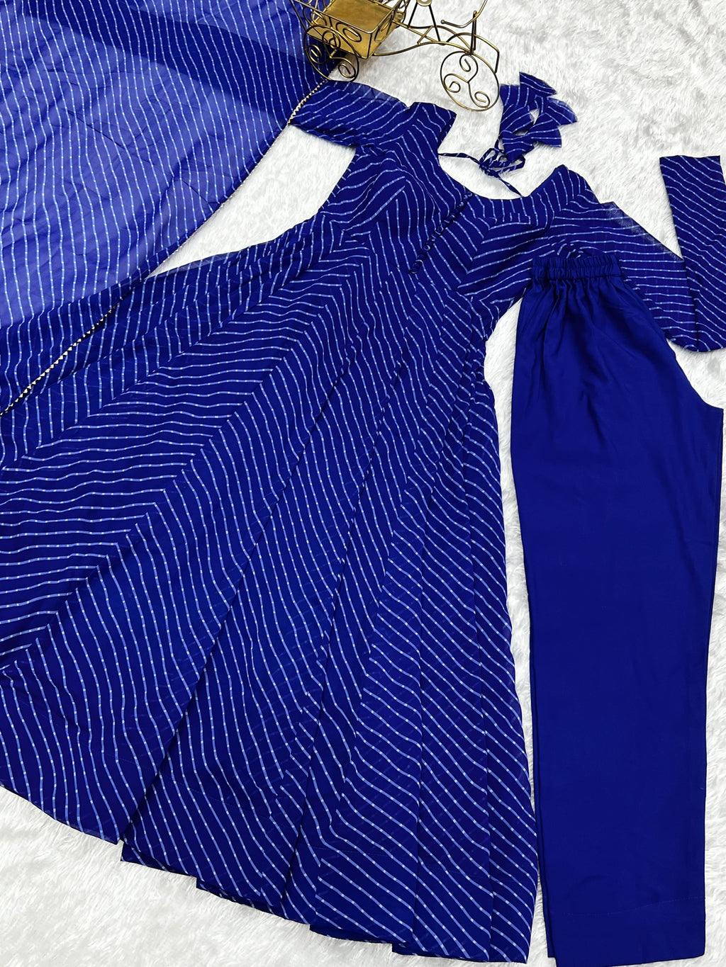 Splendid Faux Georgette Printed Fully Stitched Anarkali Pant Suit - Ethnicwish