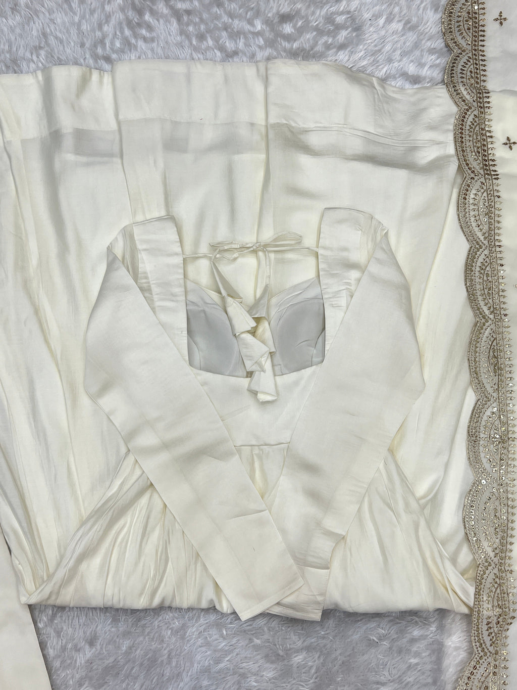 Exquisite Pure Romansilk Chanderi Designer Anarkali Pant Suit - Ethnicwish