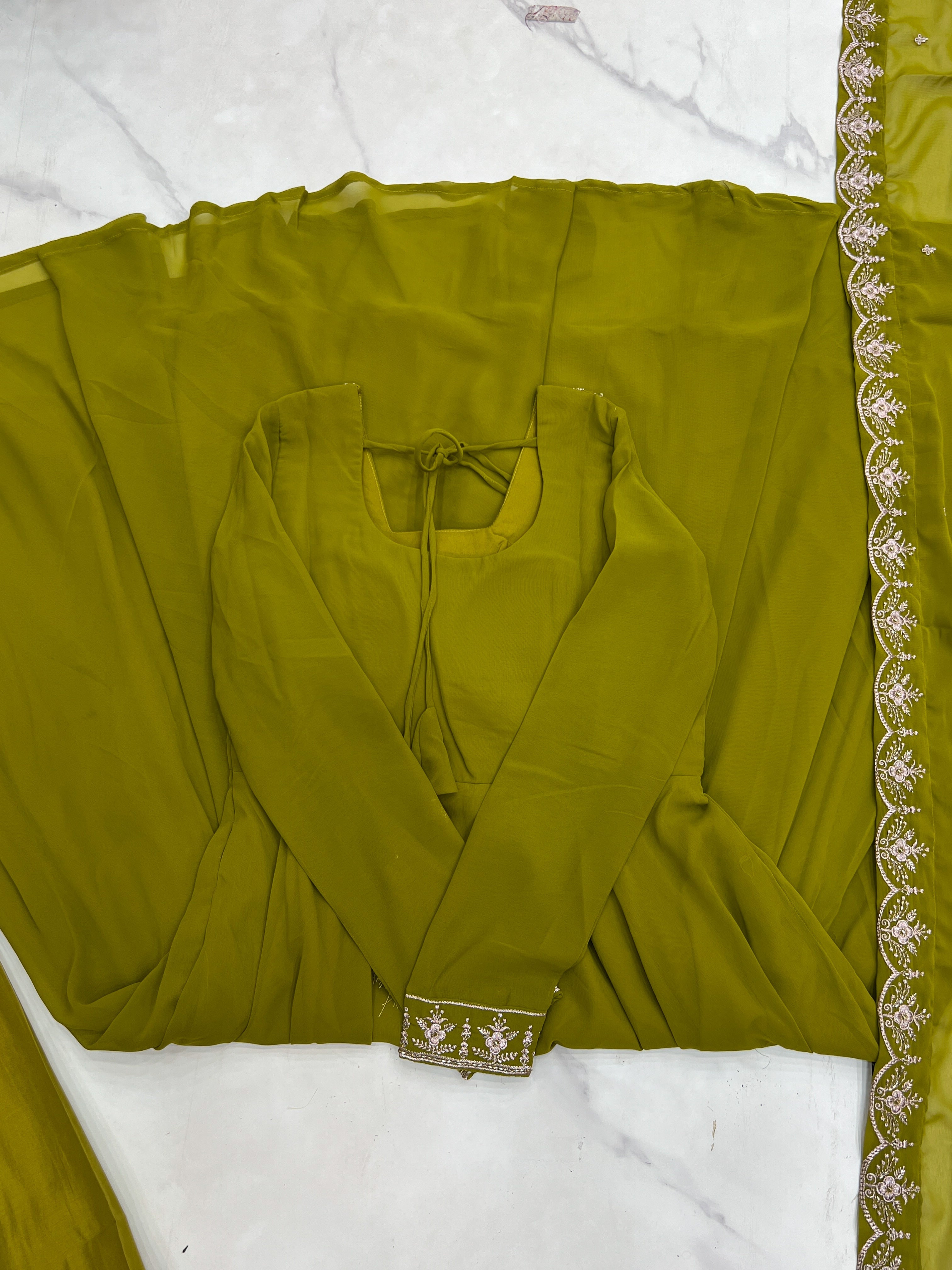 Premium Embroidered Faux Georgette Anarkali Set – Fully Stitched & Elegant - ETHNICDEAL