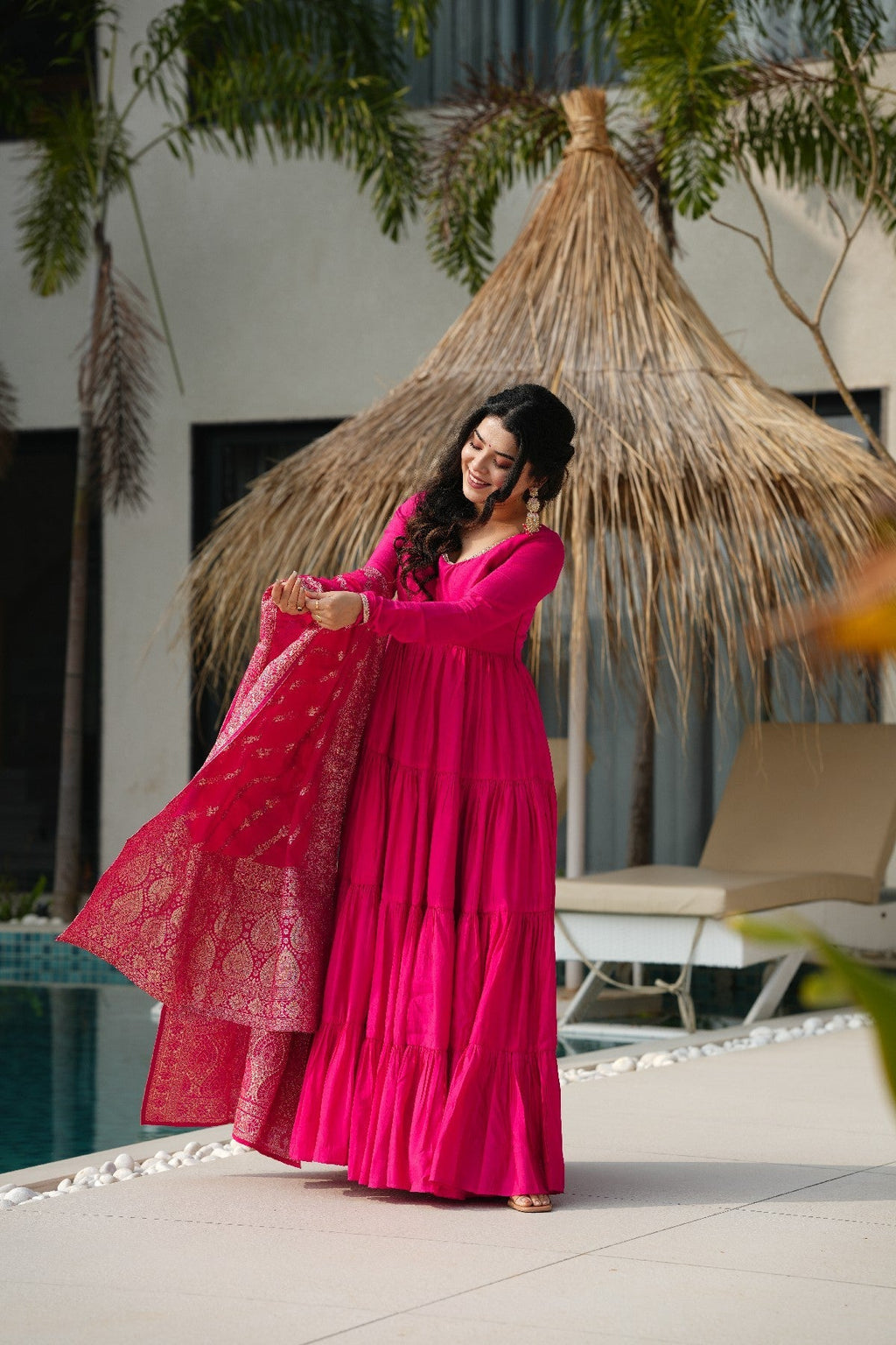 Appealing Pure Roman Silk Fully Stitched Anarkali Pant Suit - ETHNICDEAL