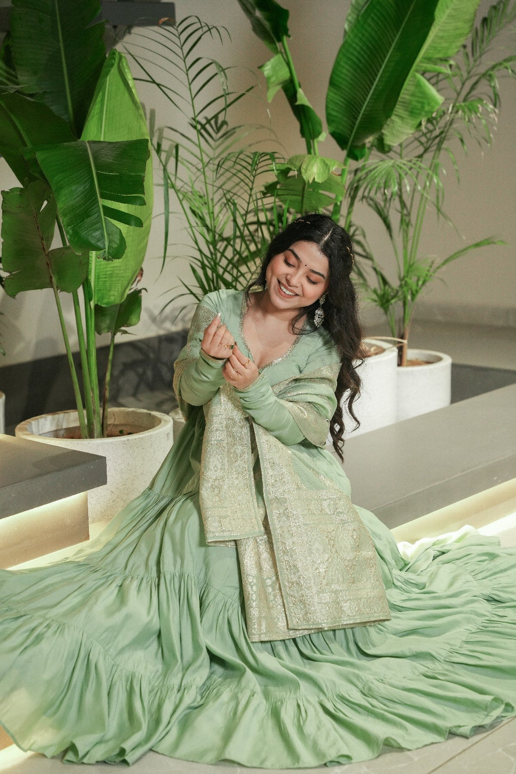 Appealing Pure Roman Silk Fully Stitched Anarkali Pant Suit - ETHNICDEAL