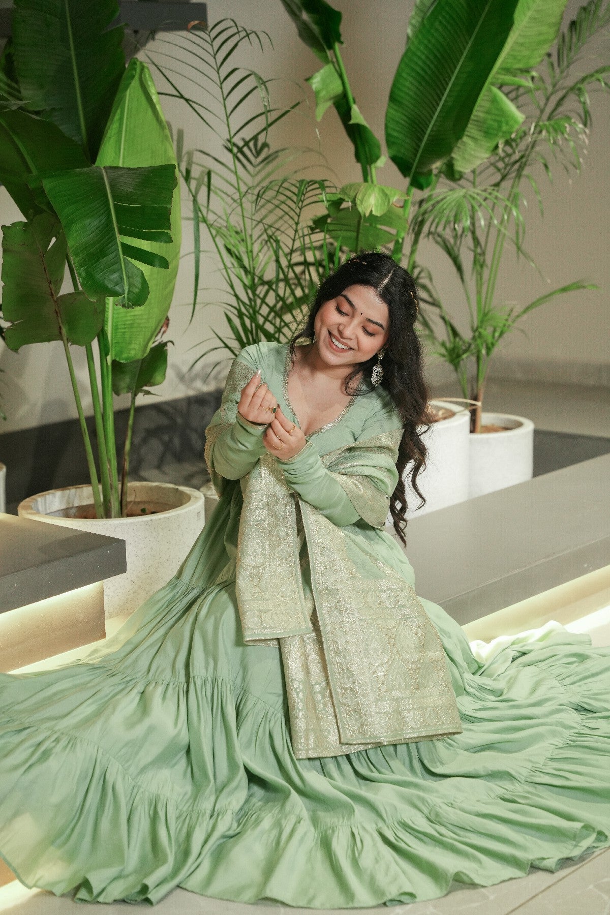 Appealing Pure Roman Silk Fully Stitched Anarkali Pant Suit - ETHNICDEAL