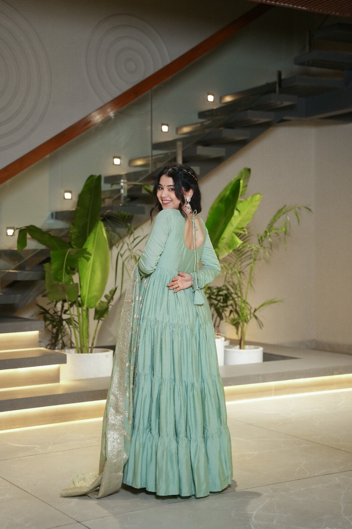 Appealing Pure Roman Silk Fully Stitched Anarkali Pant Suit - ETHNICDEAL