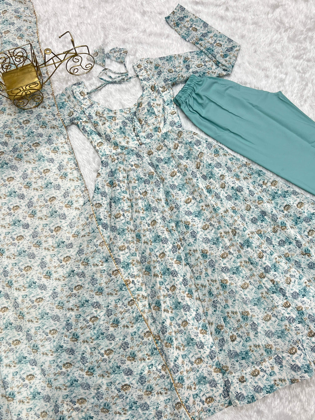 Exquisite Chiffon Floral Digital Printed Fully Stitched Anarkali Pant Suit - Ethnicwish