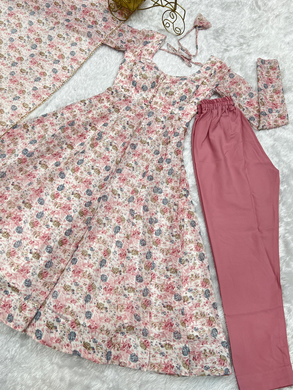 Exquisite Chiffon Floral Digital Printed Fully Stitched Anarkali Pant Suit - Ethnicwish