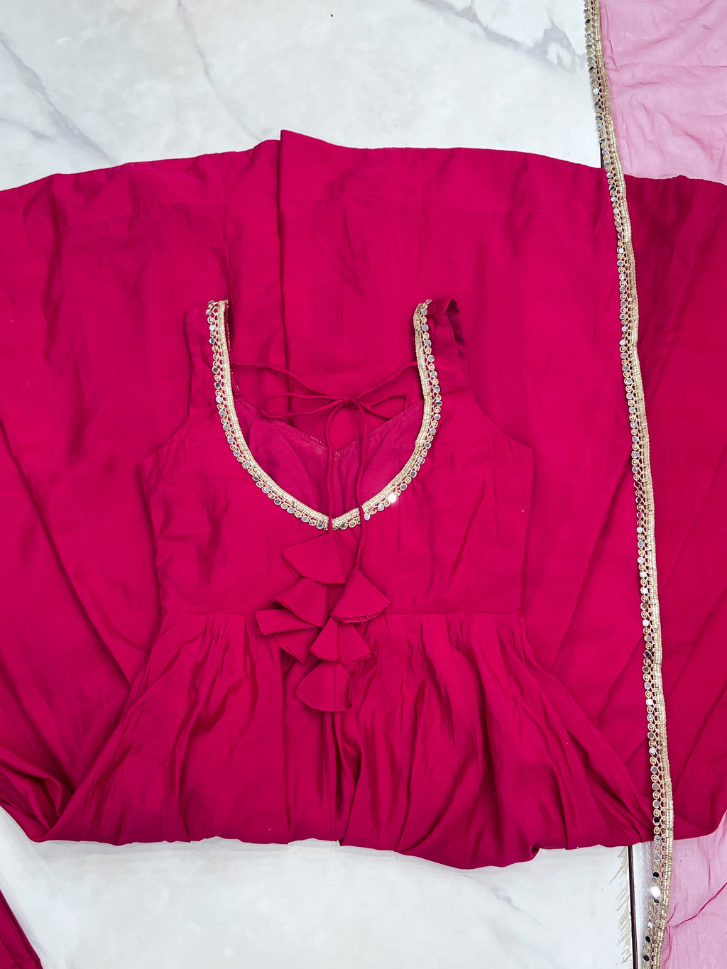 Pink Roman Silk Chanderi Anarkali Set – Fully Stitched & Ready to Wear - ETHNICDEAL