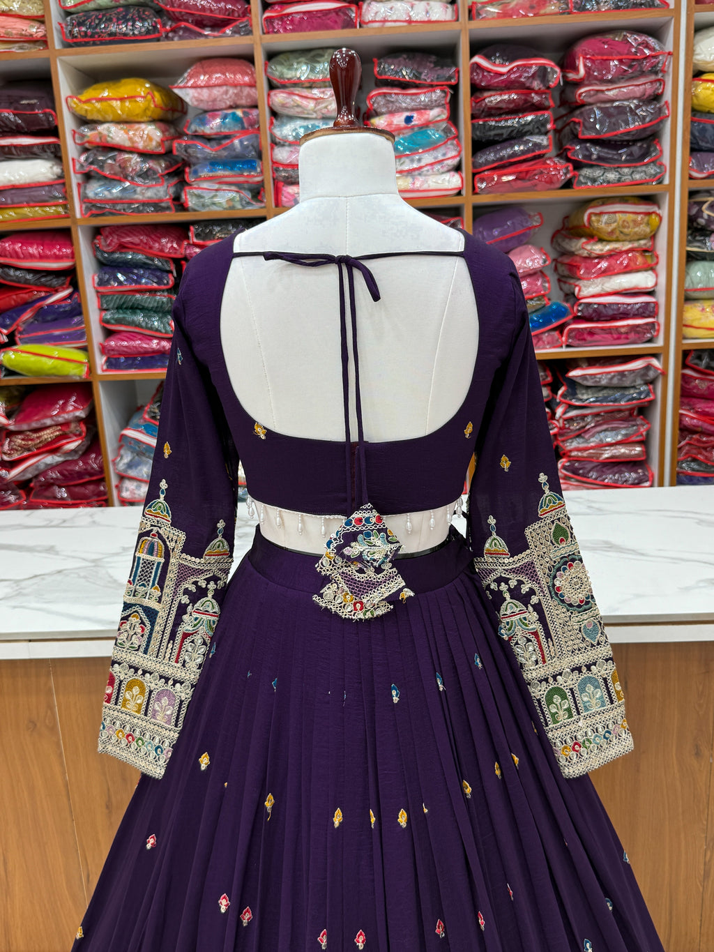 Premium Vichitra Silk Embroidered Lehenga Set – Fully Stitched & Ready to Wear - ETHNICDEAL