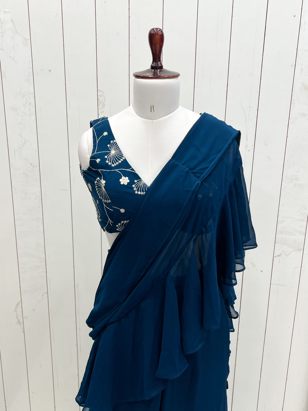 Designer Sharara Saree in Pure Faux Georgette – Fully Stitched & Ready to Wear - ETHNICDEAL