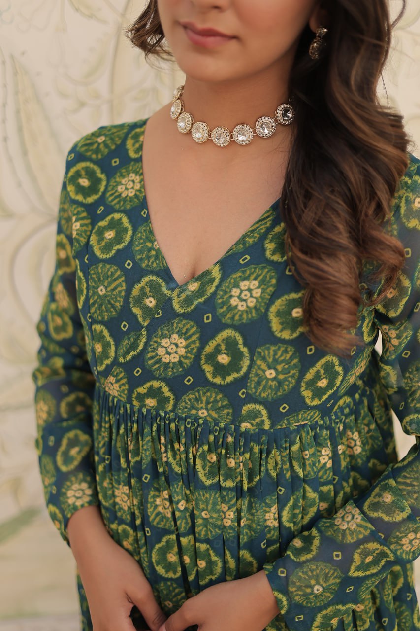 Dashing Faux Georgette Foil Printed Fully Stitched Top Pant Suit - Ethnicwish