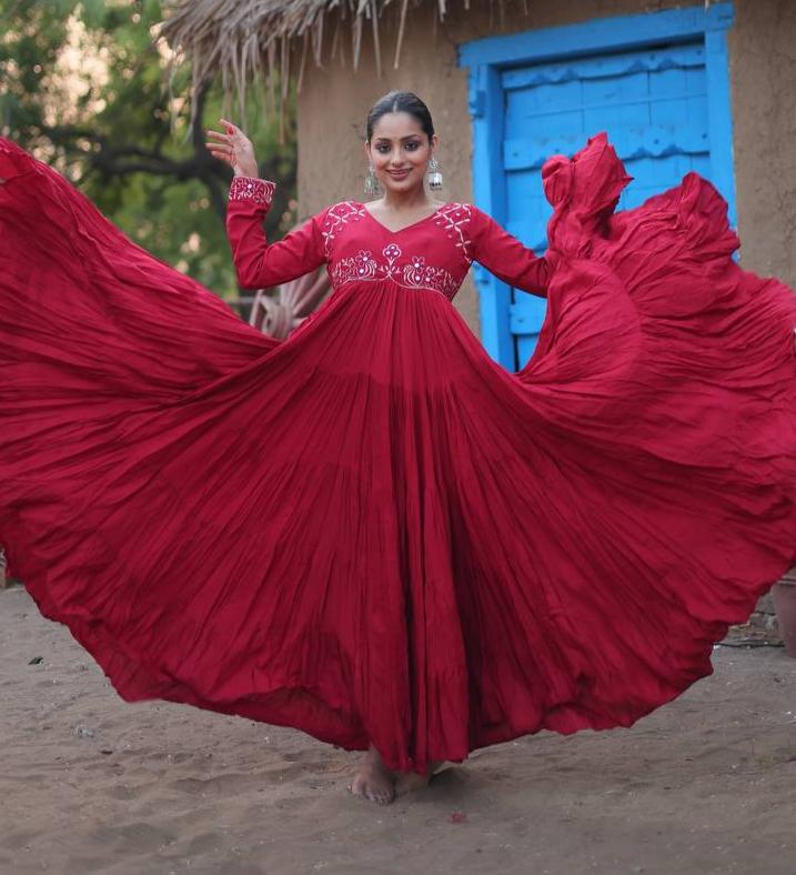 Mesmerizing Navratri Wear Rayon Fully Stitched Designer Gown - Ethnicwish