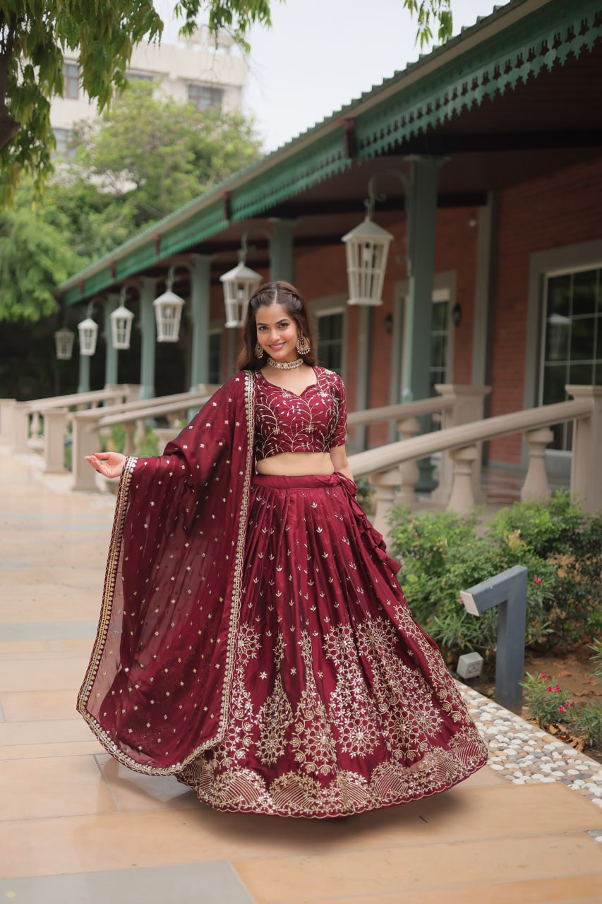 Alluring Rangoli Silk Heavy Sequins Embroidered Designer Lehenga Choli - Ethnicwish