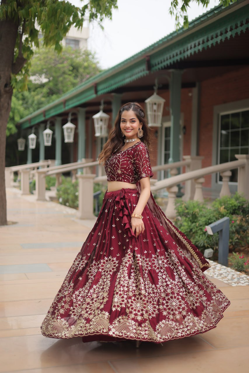 Alluring Rangoli Silk Heavy Sequins Embroidered Designer Lehenga Choli - Ethnicwish