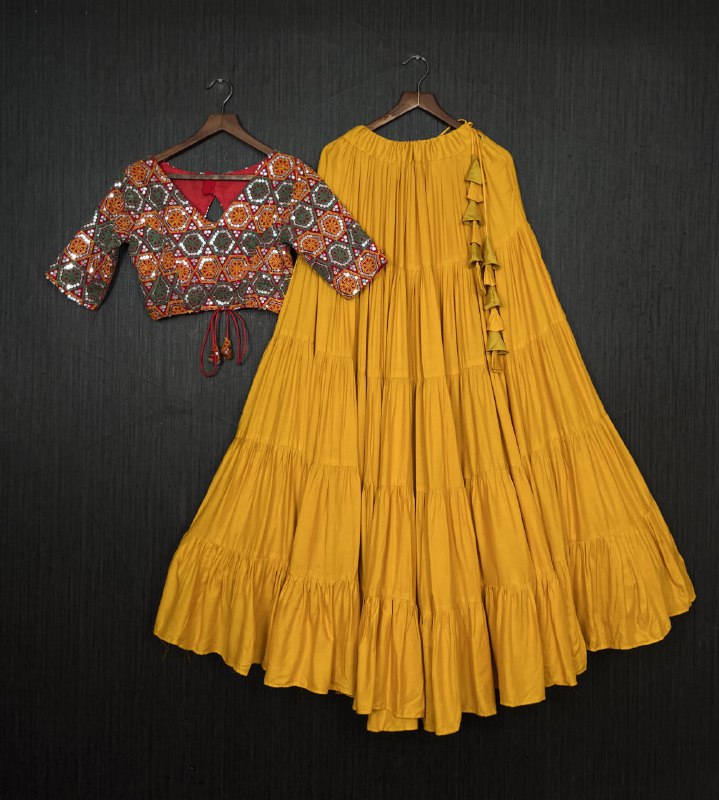 Glorious Navratri Wear Rayon Ruffle Fully Stitched Lehenga Choli - Ethnicwish