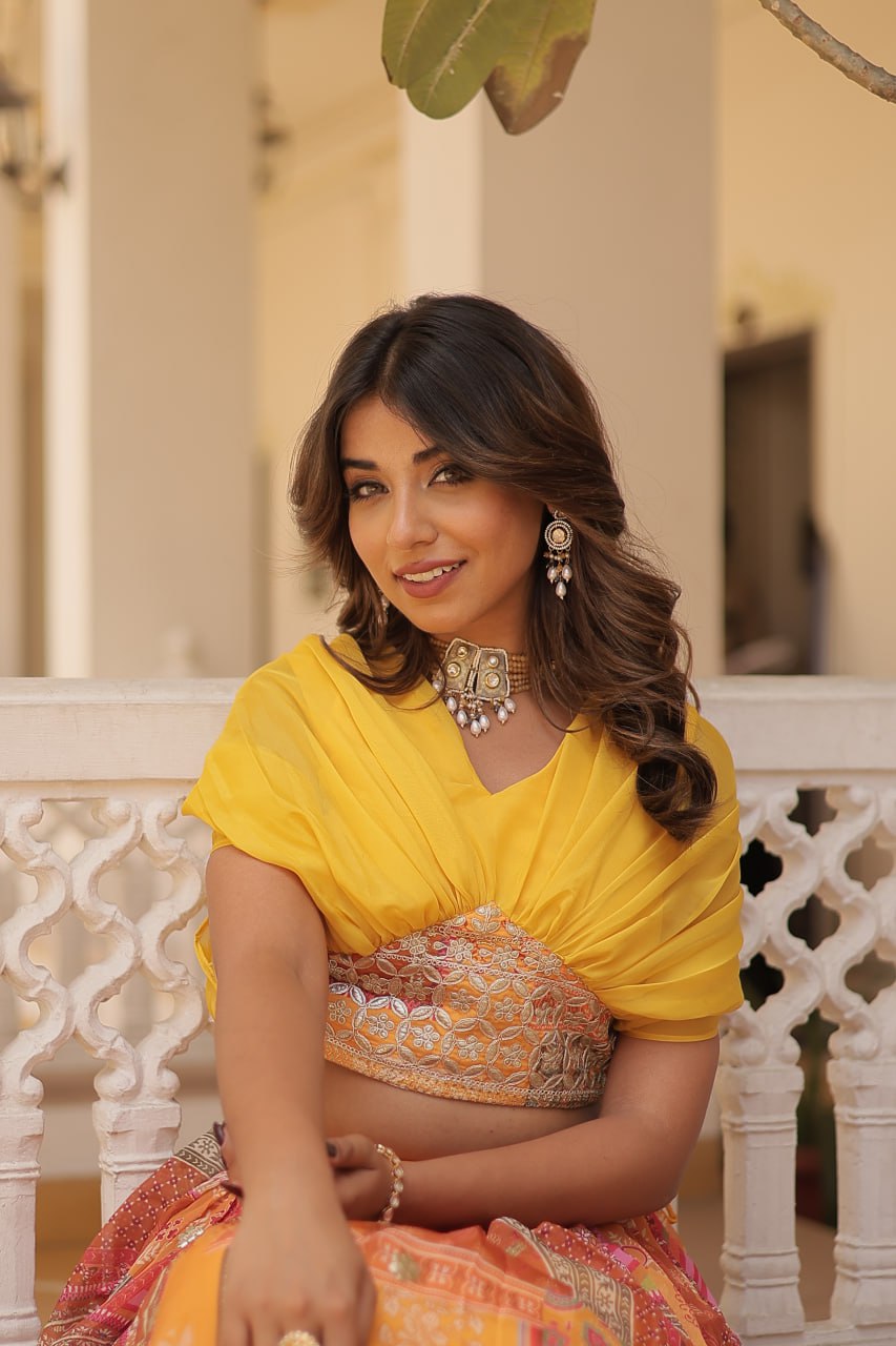 Stylish Russian Silk Floral Designer Lehenga Choli Set - Ethnicwish