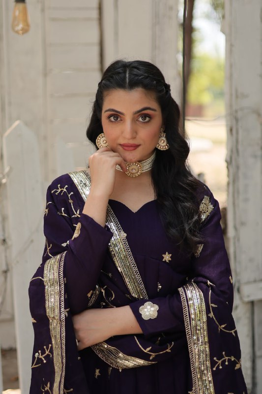 Graceful Rich Sequins Embroidered Fully Stitched Gown With Dupatta - Ethnicwish