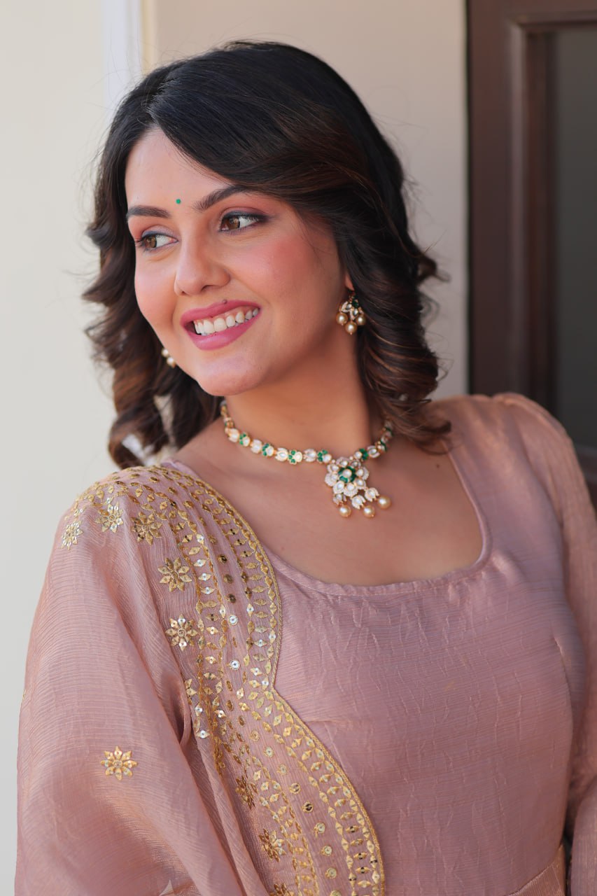 Appealing Fendy Chiffon Fully Stitched Gown With Dupatta - ETHNICDEAL