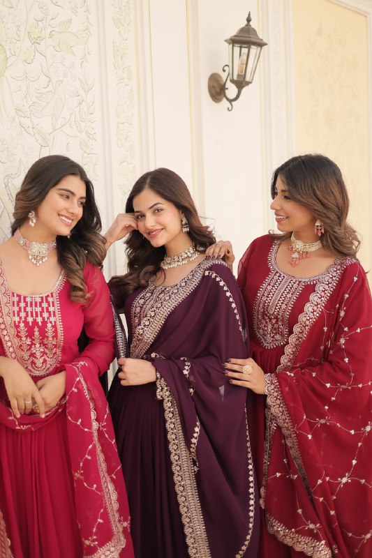 Enchanting Faux Georgette Fully Stitched Designer Gown With Dupatta - Ethnicwish