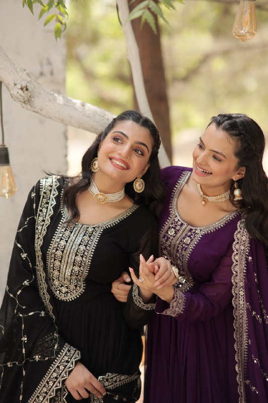 Enchanting Faux Georgette Fully Stitched Designer Gown With Dupatta - Ethnicwish