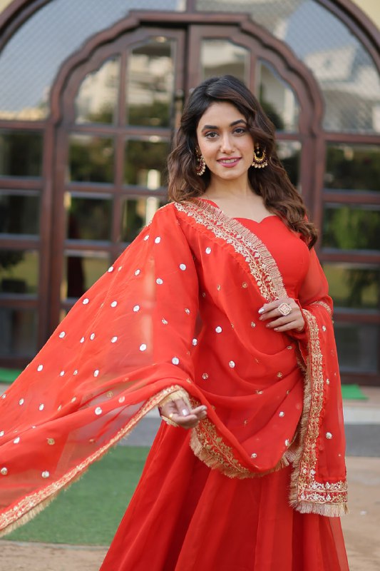 Alluring Russian Silk Fully Stitched Designer Gown With Dupatta - Ethnicwish