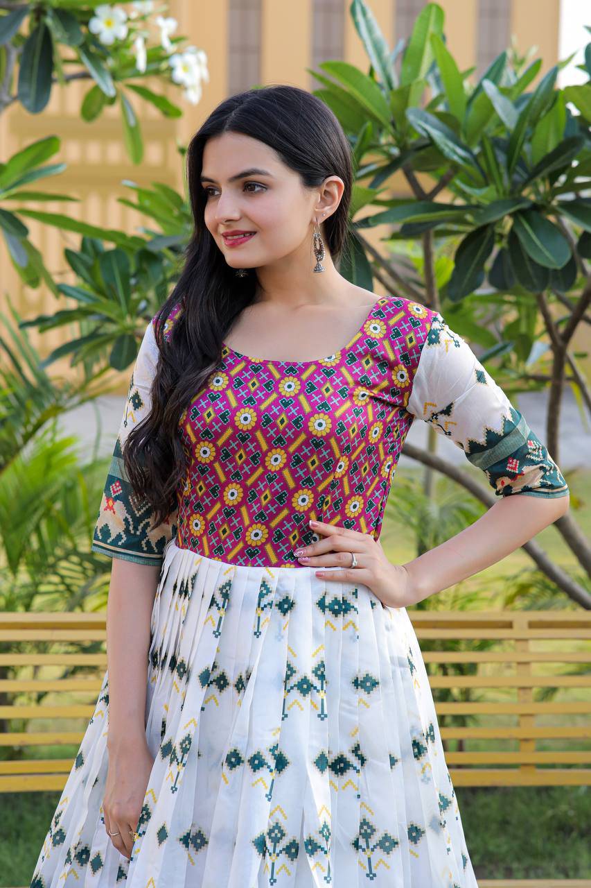 Enamoring Patola Silk Rich Printed Designer Gown - Ethnicwish