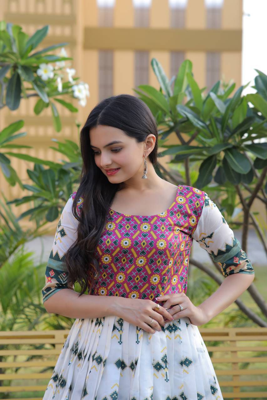 Enamoring Patola Silk Rich Printed Designer Gown - Ethnicwish