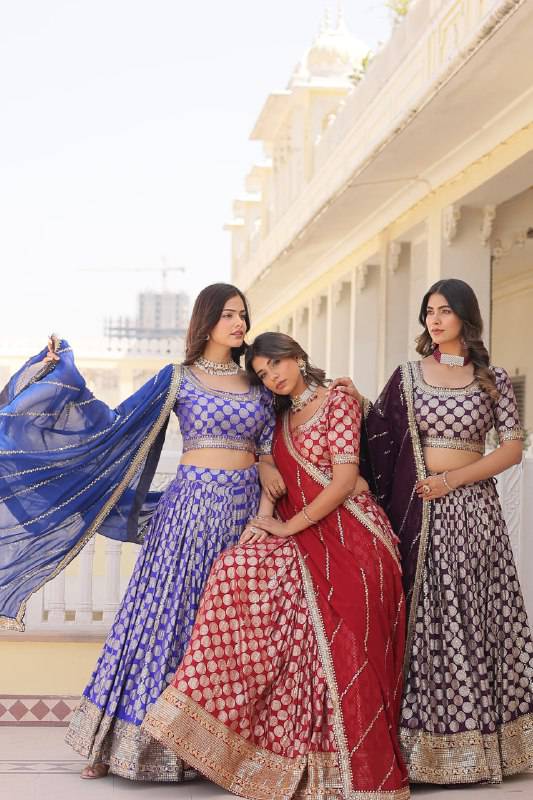 Gorgeous Viscous Jacquard Wedding Wear Lehenga Choli - Ethnicwish