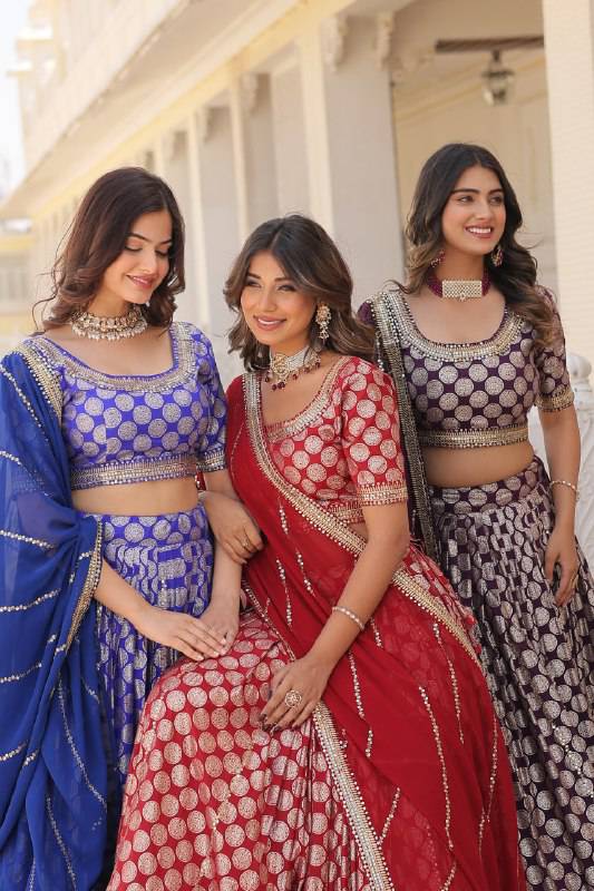 Gorgeous Viscous Jacquard Wedding Wear Lehenga Choli - Ethnicwish