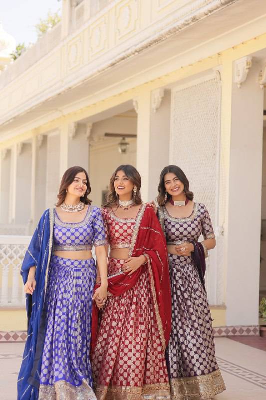 Gorgeous Viscous Jacquard Wedding Wear Lehenga Choli - Ethnicwish