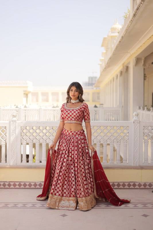 Gorgeous Viscous Jacquard Wedding Wear Lehenga Choli - Ethnicwish