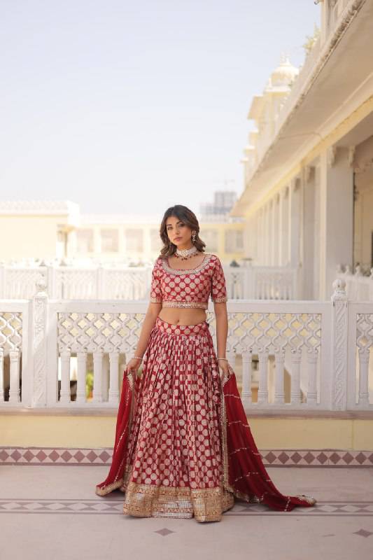 Gorgeous Viscous Jacquard Wedding Wear Lehenga Choli - Ethnicwish