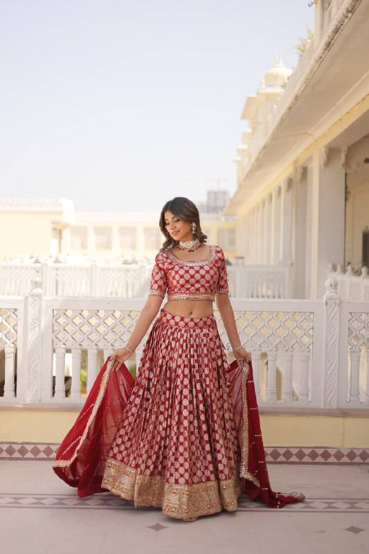 Gorgeous Viscous Jacquard Wedding Wear Lehenga Choli - Ethnicwish