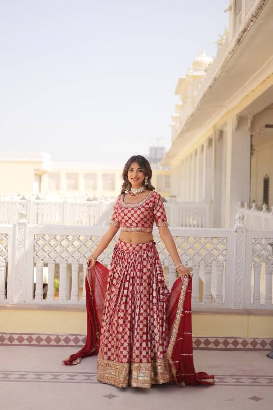 Gorgeous Viscous Jacquard Wedding Wear Lehenga Choli - Ethnicwish