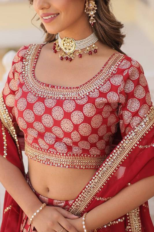Gorgeous Viscous Jacquard Wedding Wear Lehenga Choli - Ethnicwish