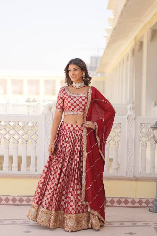 Gorgeous Viscous Jacquard Wedding Wear Lehenga Choli - Ethnicwish