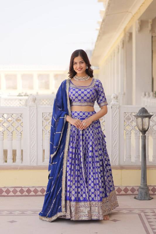 Gorgeous Viscous Jacquard Wedding Wear Lehenga Choli - Ethnicwish